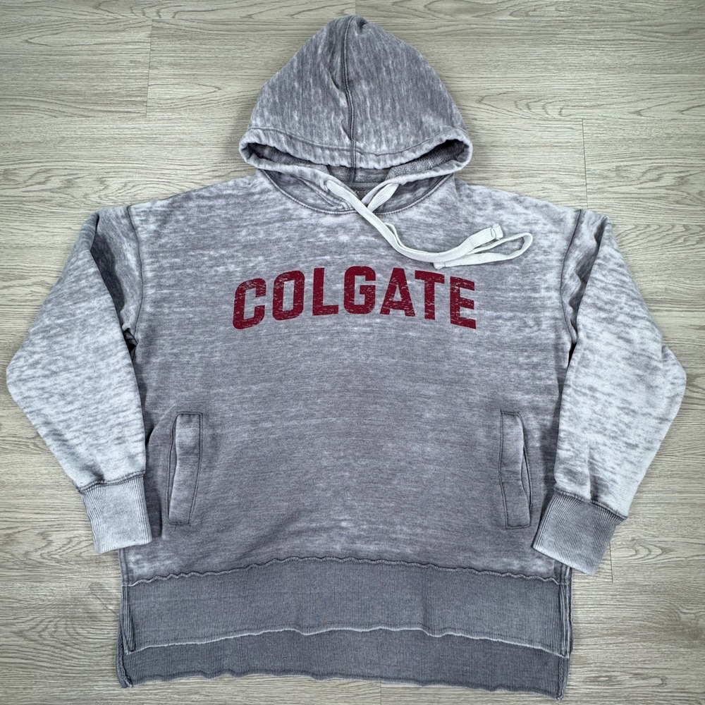 Pressbox Women's Hoodie Colgate University Acid Wash Grey Small Pullover Pocket